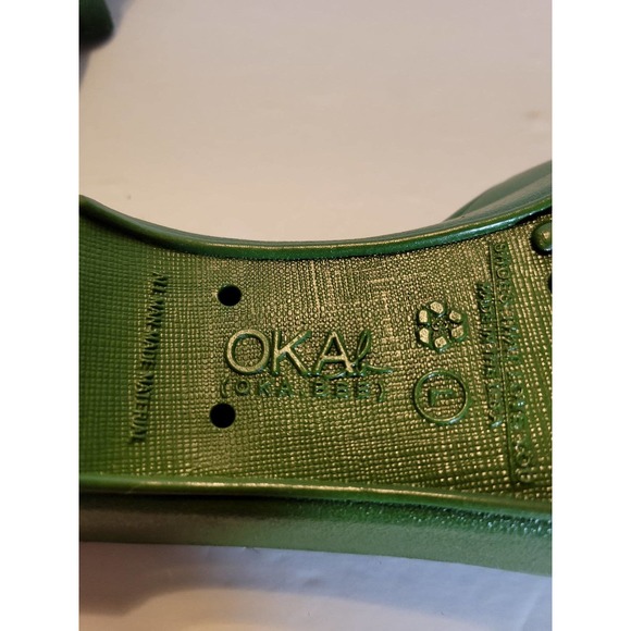 Oka Bee Green Women's Slip-on Sandals Size L - Picture 7 of 7